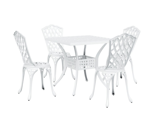 Conjunto de comedor para el jardín de 5 piezas  de aluminio fundido blanco