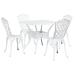 Conjunto de comedor para el jardín de 5 piezas  de aluminio fundido blanco
