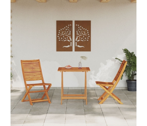 Conjunto de Bistro Plegable de 3 Piezas de Madera Sólida de Acacia de