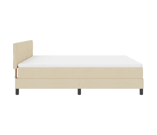 Cama Box Spring con Colchón & LED Crema 180x200 cm Tela