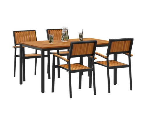 Juego de Comedor de Jardín Conjunto de 5 Piezas Negro