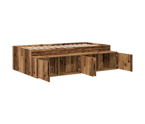 Cama de Almacenamiento Madera Envejecida 100x200 cm