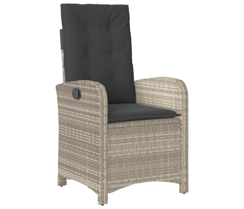 Conjunto de jardín de 7 piezas con cojines gris claro de rattan poli