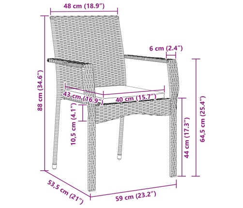 Juego de Comedor de Jardín  de 9 Piezas con Cojines Gris Poliratán