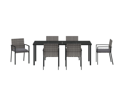Juego de Comedor de Jardín de 7 Piezas Gris Poliratán