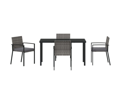 Set de Comedor de Jardín de 5 Piezas Gris Poliratán