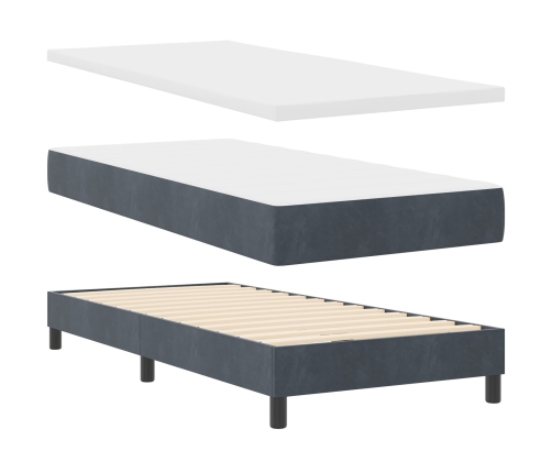 Cama Box Spring con Colchón  Gris Oscuro 90x200 cm Terciopelo