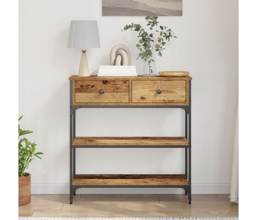 Mesa Consola  Madera Vieja 72,5x25x75 cm Madera de Ingeniería y Acero