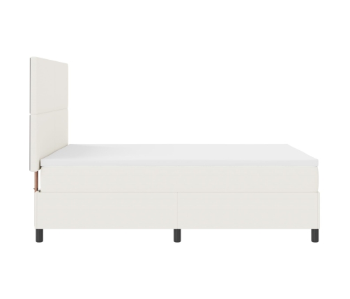 Cama con Box Spring  con Colchón Crema 160x200 cm Tela de Pana
