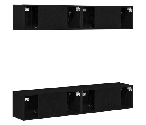 Conjunto de 4 piezas de gabinete de TV de pared de  en madera de roble negro