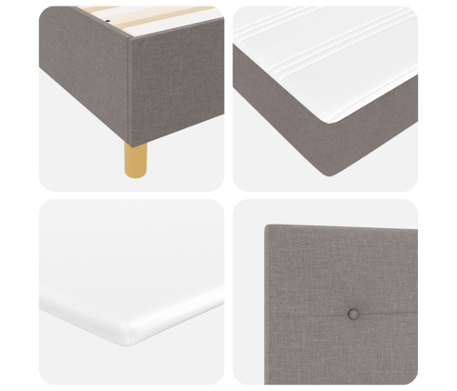 Cama Base Tapizada con Colchón Taupe 100x200 cm Tela