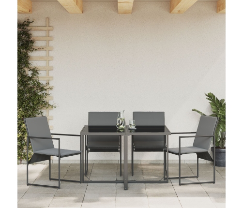 Sillas de Jardín  con Cojines 4 pcs Negras Textileno