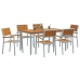 Conjunto de Comedor de Jardín  7 Piezas Gris Metal Resistente