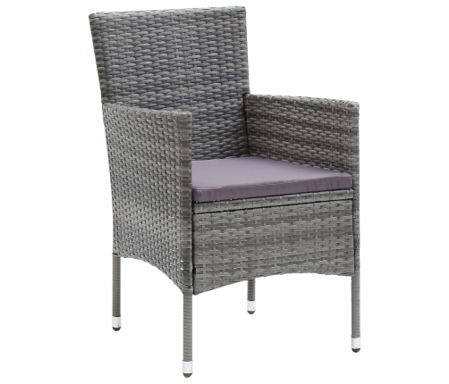 Set de Jardín de 5 Piezas  Gris Ratán Poliéster