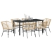 Set de Comedor de Jardín  de 7 Piezas con Cojines Marrón Polirratán