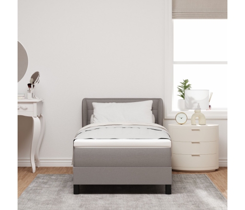 Cama con somier y colchón  en taupe 90x190 cm de tela