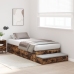 Marco de Cama con Almacenamiento  Roble Ahumado Madera Individual