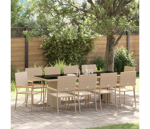 Conjunto de Comedor de Jardín de 11 Piezas  Beige de Poliratán