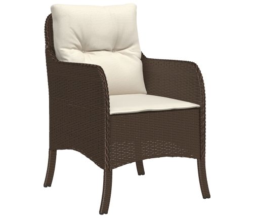 Set de Comedor de Jardín  de 5 Piezas con Cojines Marrón Poliratán
