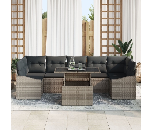 Conjunto de Sofás de Jardín de 8 Piezas con Cojines Gris Ratán Sintético