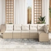 Conjunto de Sofá de Jardín de 6 Piezas con Cojines Beige Ratán Poliéster