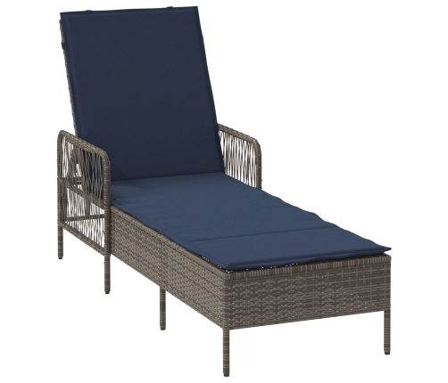 Tumbona de Sol Gris PE Rattan 157 x 55 x 92 cm Plegable