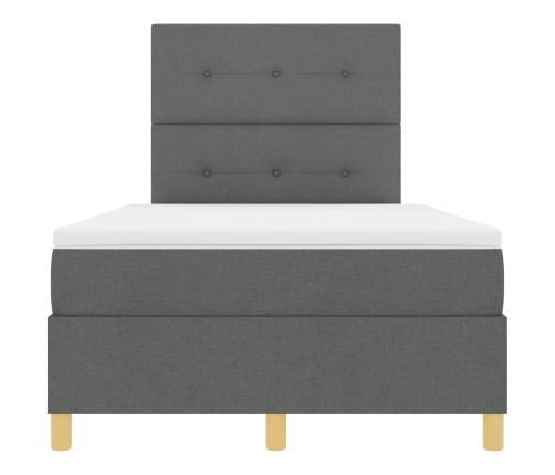 Cama con Base de Resortes  y Colchón Gris Oscuro 120x200 cm Tela
