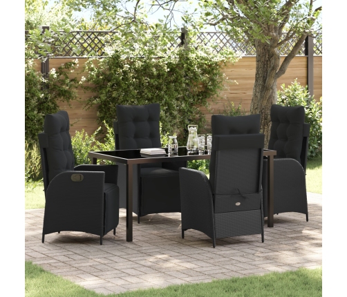 Set de Comedor de Jardín de 5 Piezas Poliratán Negro