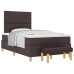 Cama Box Spring  con colchón y banco marrón oscuro 120x200 cm de tela