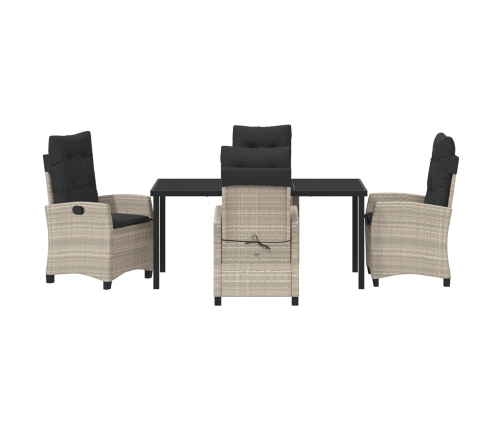 Set Comedor Jardín 5 Piezas con Cojines Gris Claro Poliratán