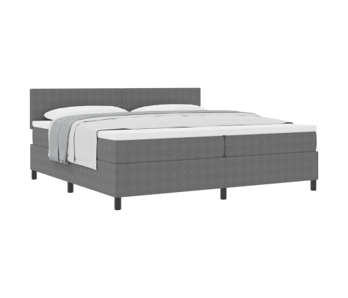 Cama Box Spring con Colchón Gris 200x200 cm Tela de Pana
