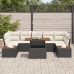 Conjunto de Comedor de Jardín de 8 Piezas con Cojines Negro Ratán Poliéster Acacia