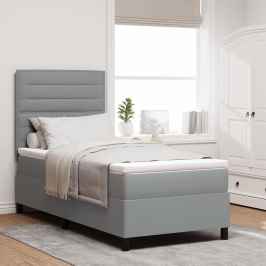 Cama con Somier y Colchón Gris Claro 90x200 cm Tela