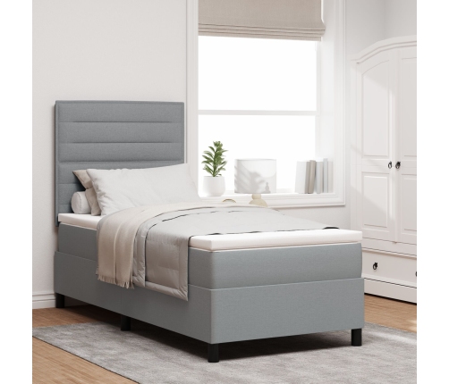Cama con Somier y Colchón Gris Claro 90x200 cm Tela
