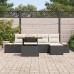 Conjunto de Sofá de Jardín  6 Piezas Negro y Crema Poliratán y Acero