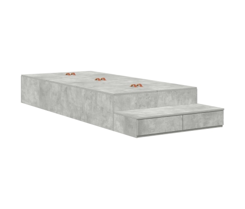 Cama con Almacenamiento  Gris Concreto Madera 236.5 x 100 x 31.5 cm