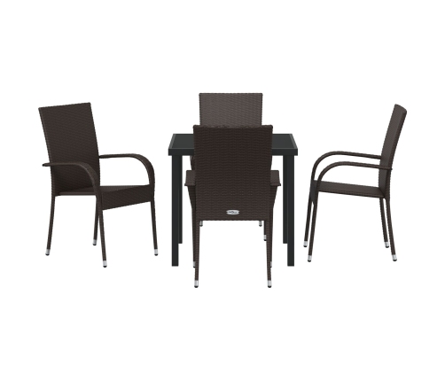 Conjunto de Comedor de Jardín de 5 Piezas Marrón Poliratán