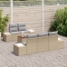 Conjunto de Sofás de Jardín  de 6 Piezas con Cojines Beige Ratán Poliéster Acacia
