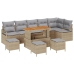 Conjunto de Sofás de Jardín de 10 Piezas con Cojines Beige Poliratán Acacia, Sofá de Jardín de 2 Plazas con Almacenamiento y Cojines Beige Poliratán, Conjunto de Comedor de Jardín de 4 Piezas con Cojines Beige Poliratán Acacia