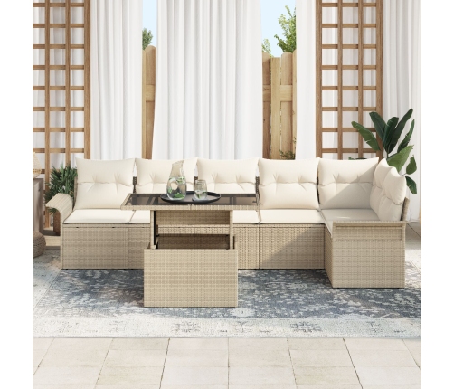 Set de Sofá de Jardín  de 7 Piezas con Cojines Beige