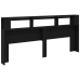 Cabecero de Almacenamiento  con Luces LED Madera Negra 220x18,5x103,5 cm