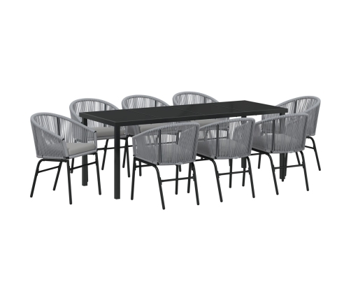 Set de Comedor Jardín  de 9 piezas Gris Poliratán