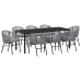 Set de Comedor Jardín  de 9 piezas Gris Poliratán