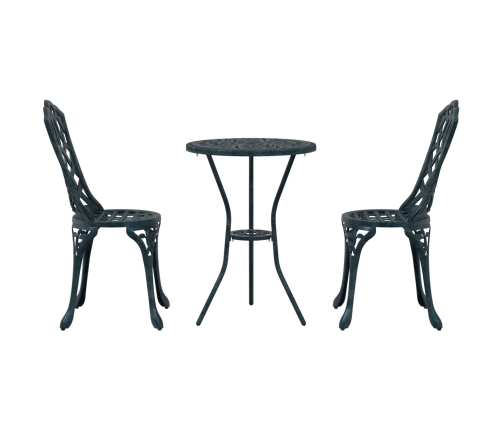 Conjunto de bistro de jardín de 3 piezas  Verde de aluminio fundido