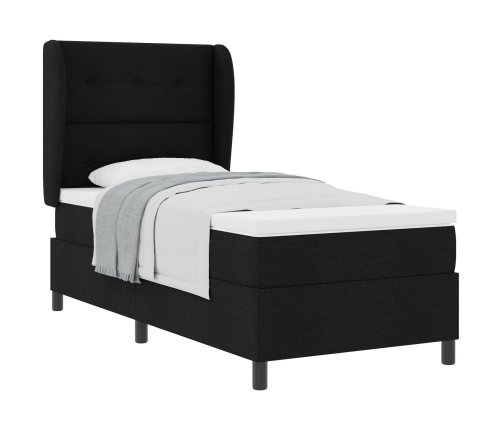 Cama Box Spring  con colchón Negro 100x200 cm Tela