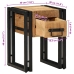 Mesa Auxiliar  con Cajón Negra 30x30x40 cm de Madera Maciza de Mango