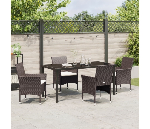 Conjunto de Comedor de Jardín  de 5 Piezas Marrón Poliratán