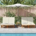Chaiselongue doble  con ruedas y cojín de madera de acacia maciza