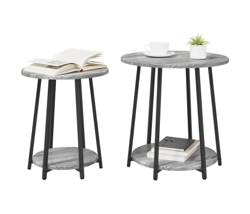 Mesa Lateral  2 pcs Gris Sonoma de Madera y Metal