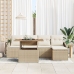 Set de Comedor de Jardín de 6 Piezas con Cojines Beige de Ratán Poliéster Acacia